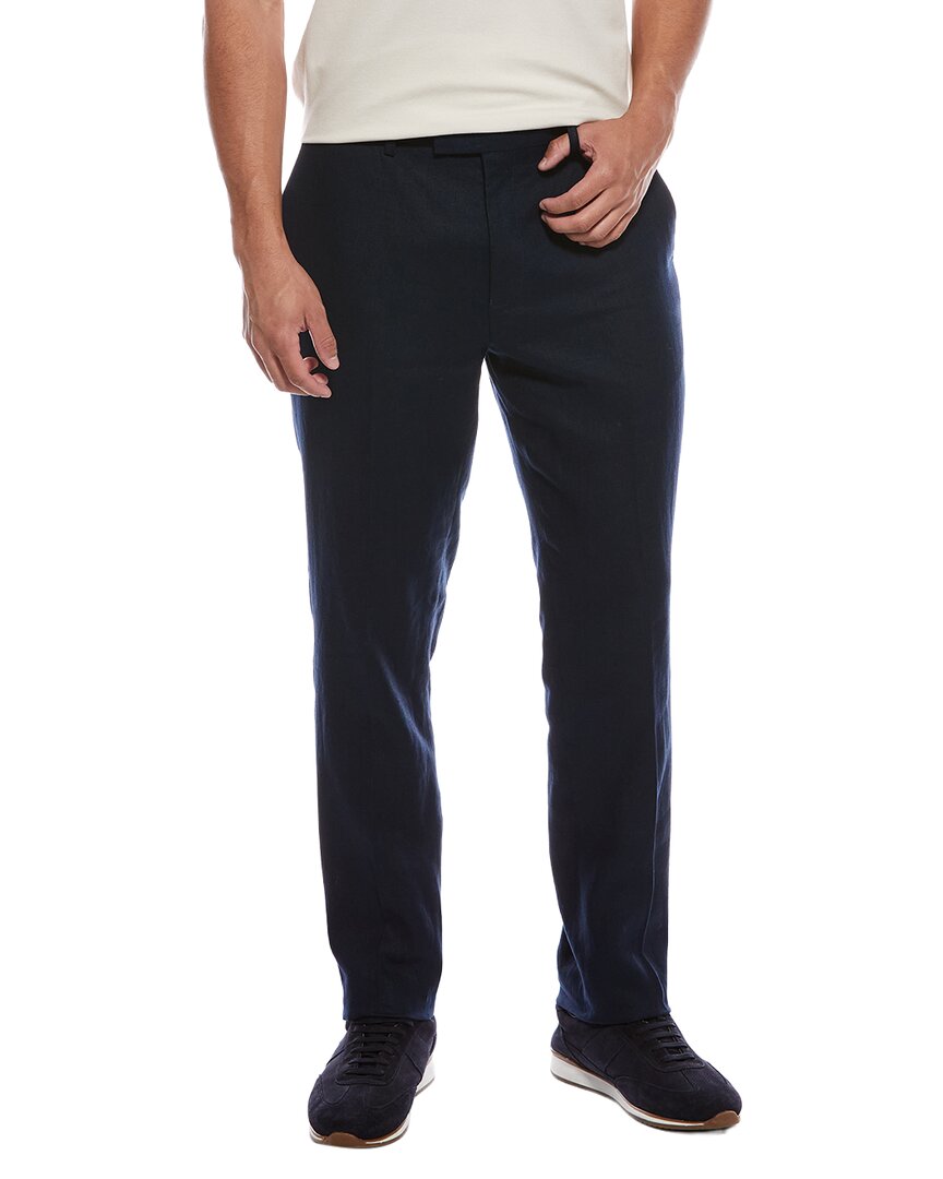 Reiss Grey Linen Formal Trouser In Black