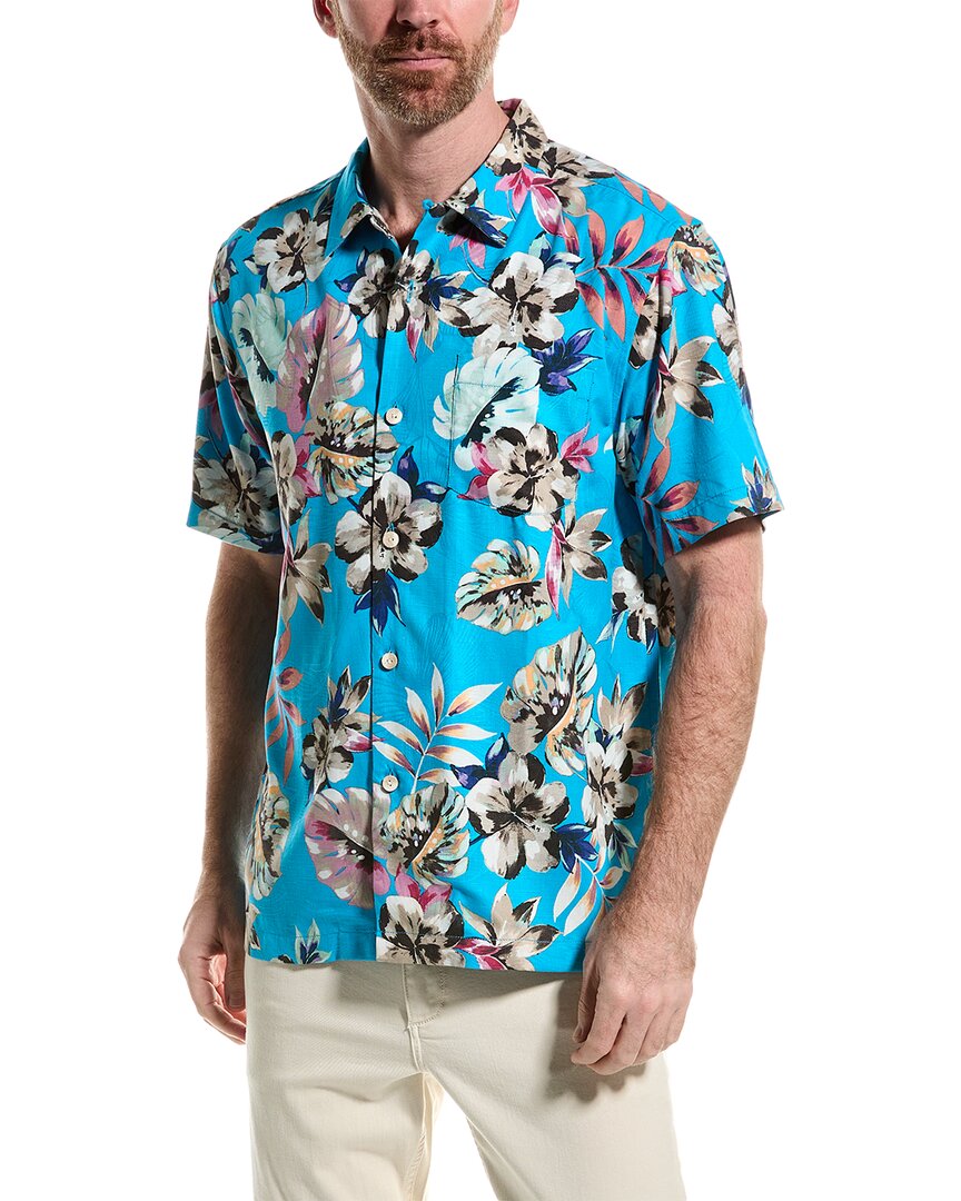 Tommy Bahama Jetties Beach Blooms Silk-blend Shirt In Blue