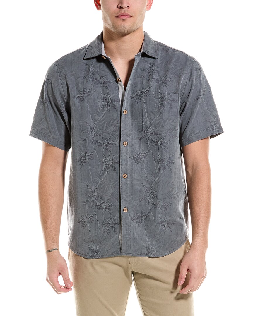 Tommy Bahama Coconut Point Palm Vista Camp Shirt In Grey