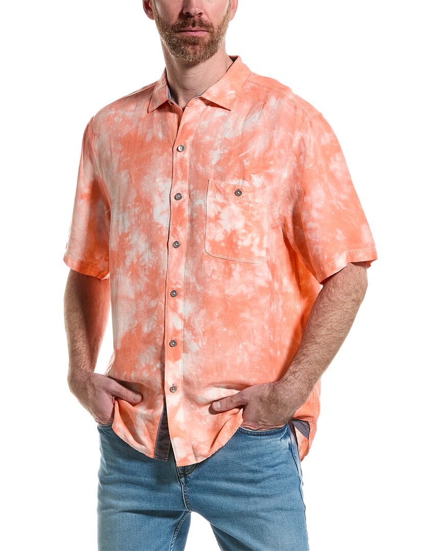 Tommy Bahama Poolside Tie-dye Linen-blend Shirt In Orange