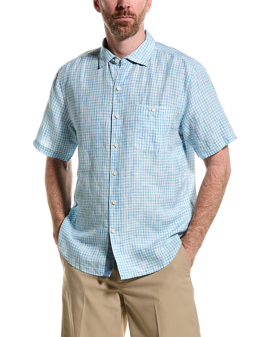 Tommy Bahama Sand Beach Check Linen-blend Shirt In Blue