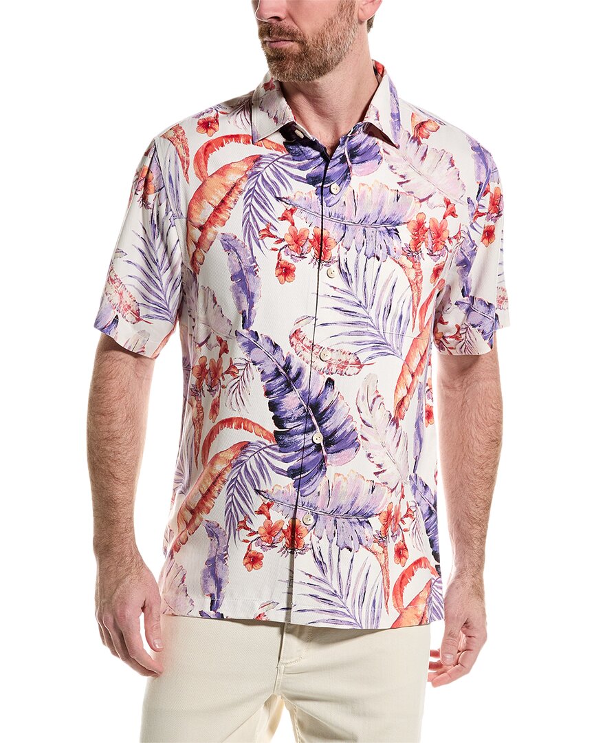 Tommy Bahama Summer Street Fronds Silk Shirt In White