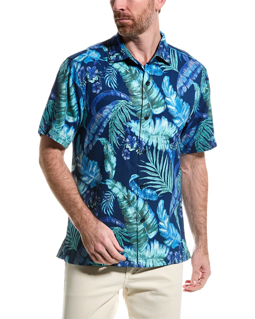 Tommy Bahama Summer Street Fronds Silk Shirt In Blue