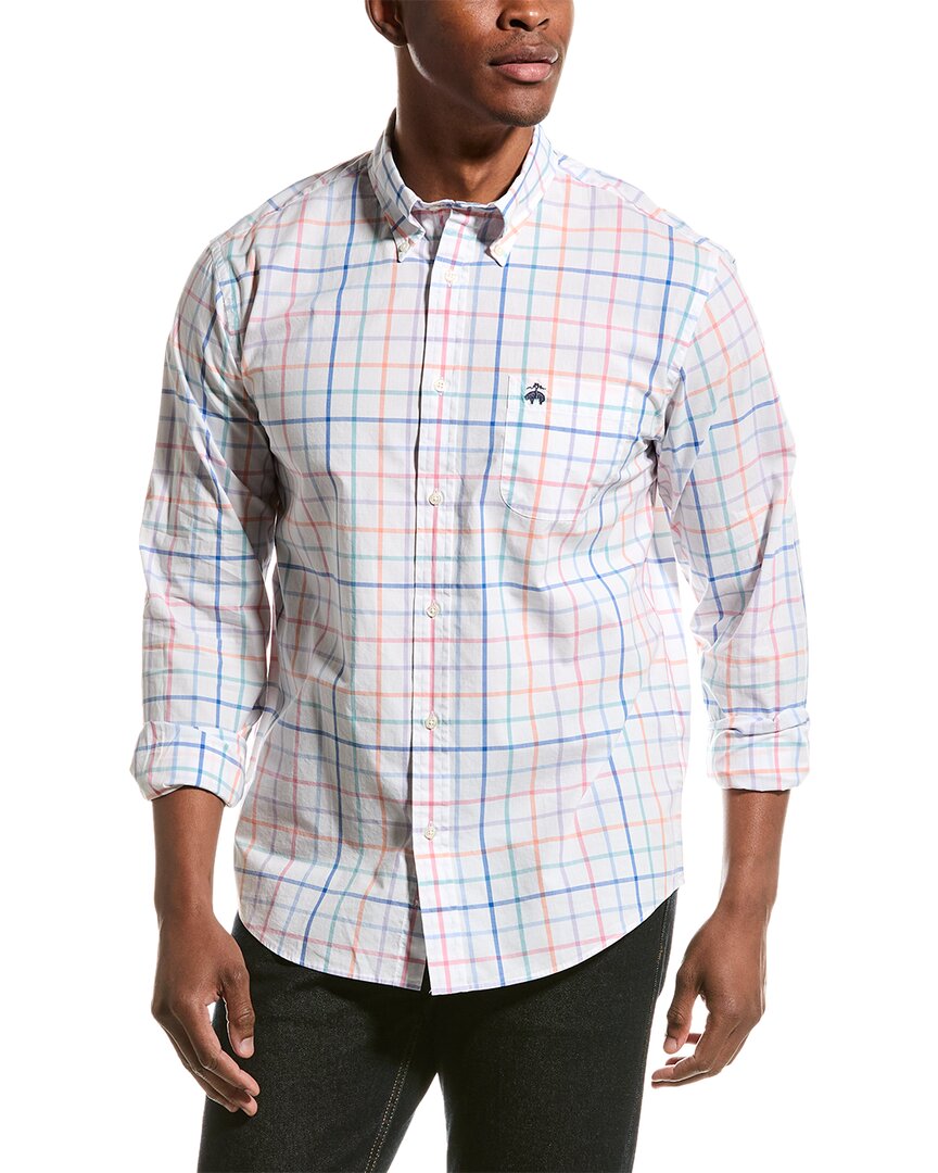 Shop Brooks Brothers Spring Check Woven Shirt In White