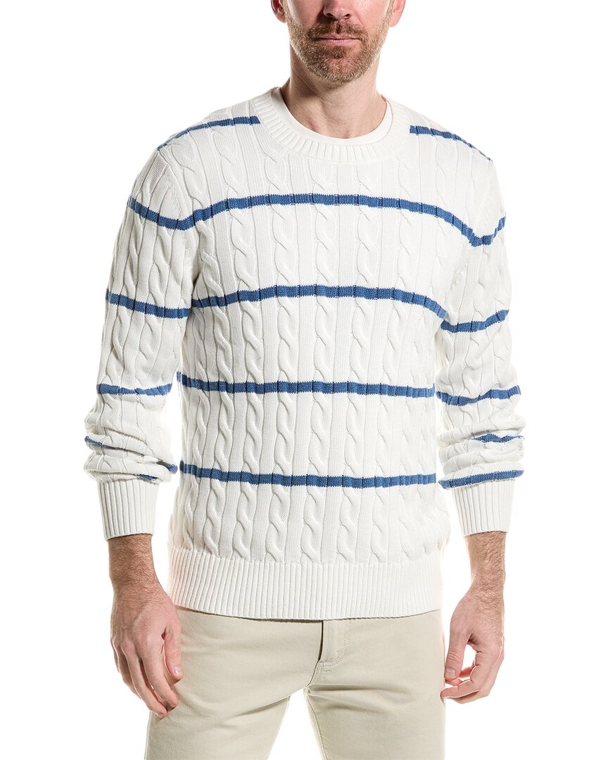 Shop Brooks Brothers Thin Stripe Crewneck Sweater In White