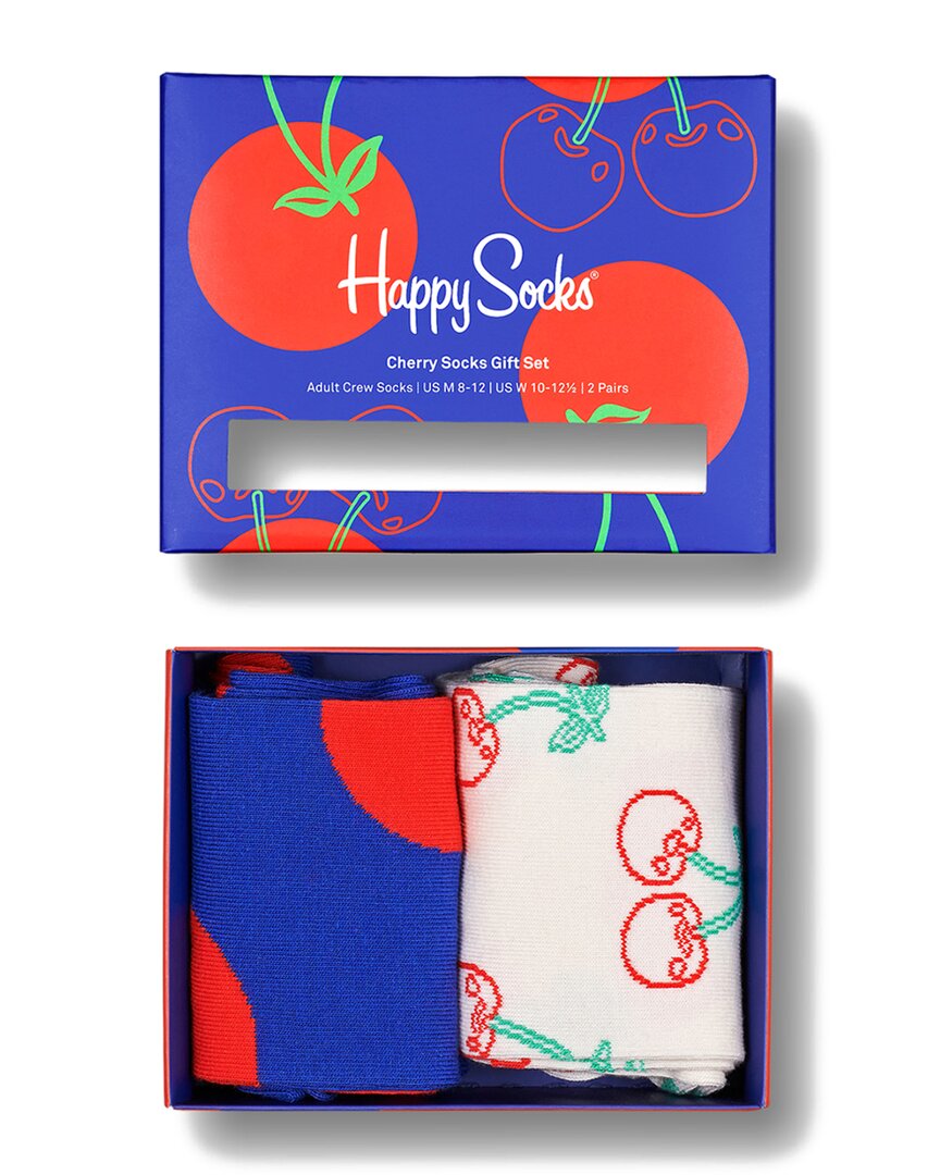 Happy Socks 2pk Cherries Socks Gift Set In Blue