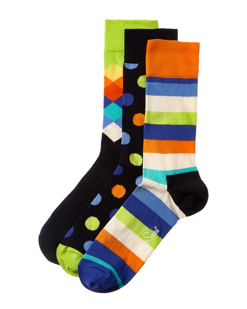 Happy Socks Big Dot 3pk Gift Set In Multi