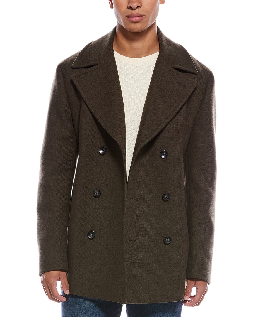 Hugo Boss Boss Clay Stretch Wool Blend Peacoat In Brown