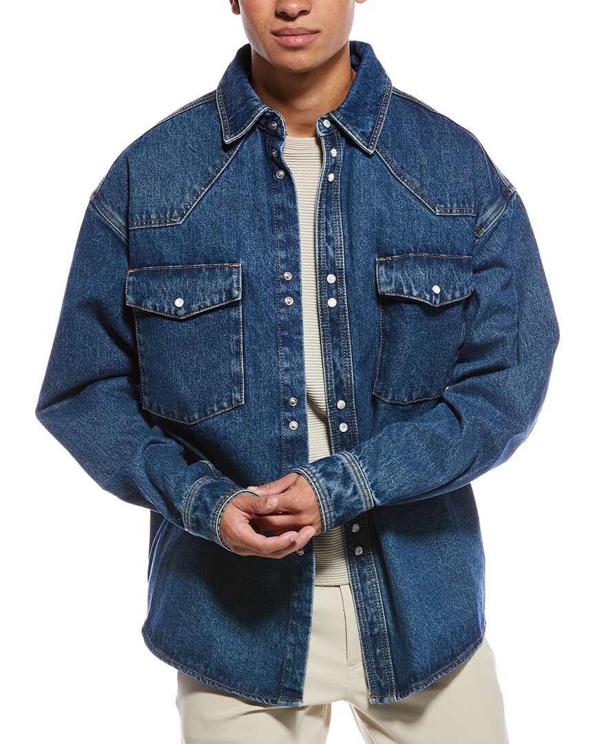 Palm Angels Blue Lw Monogram Denim Shirt