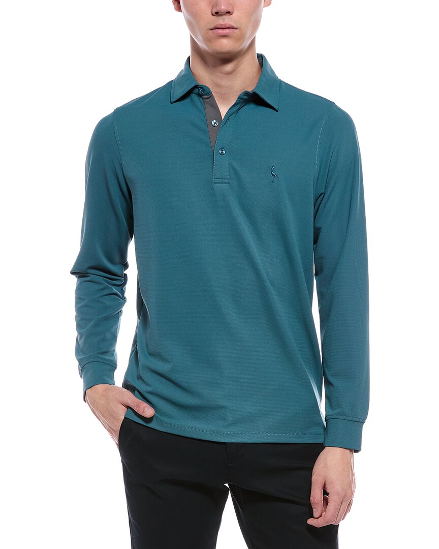 Tailorbyrd Micro Grid Performance Polo Shirt In Blue