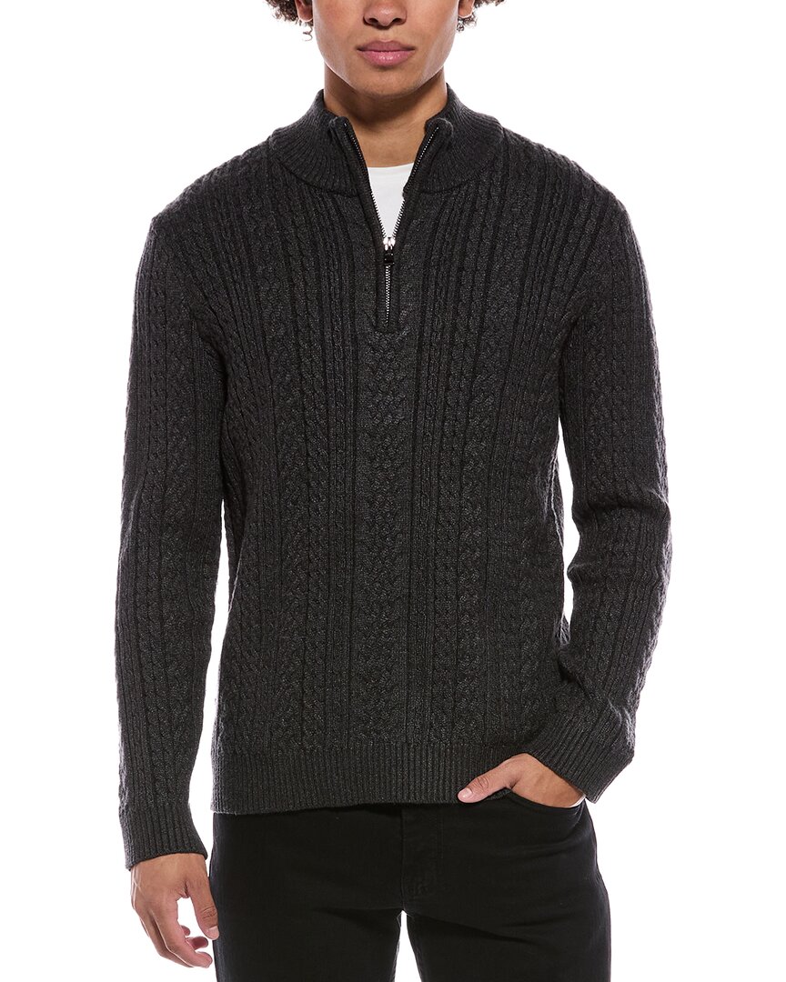 Jason Wu 1/4-zip Cable Knit Mock Neck Sweater In Gray