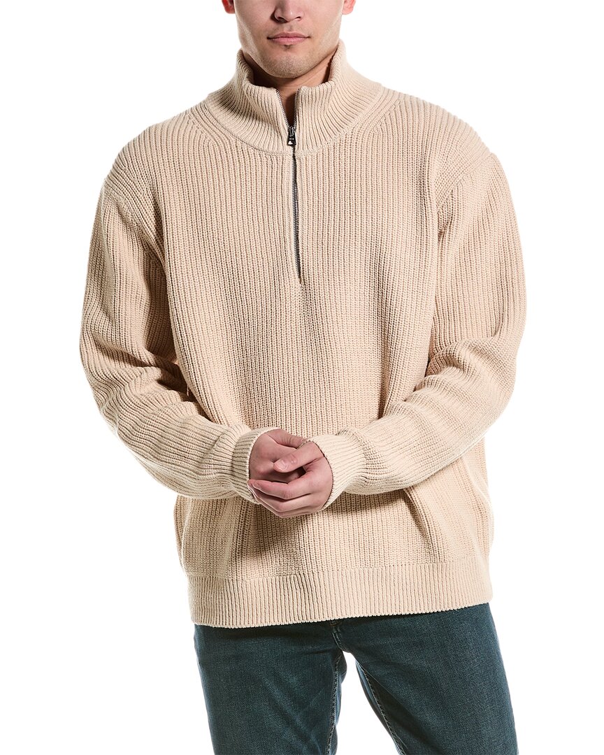 Shop Alex Mill 1/2-zip Mock Sweater In Beige