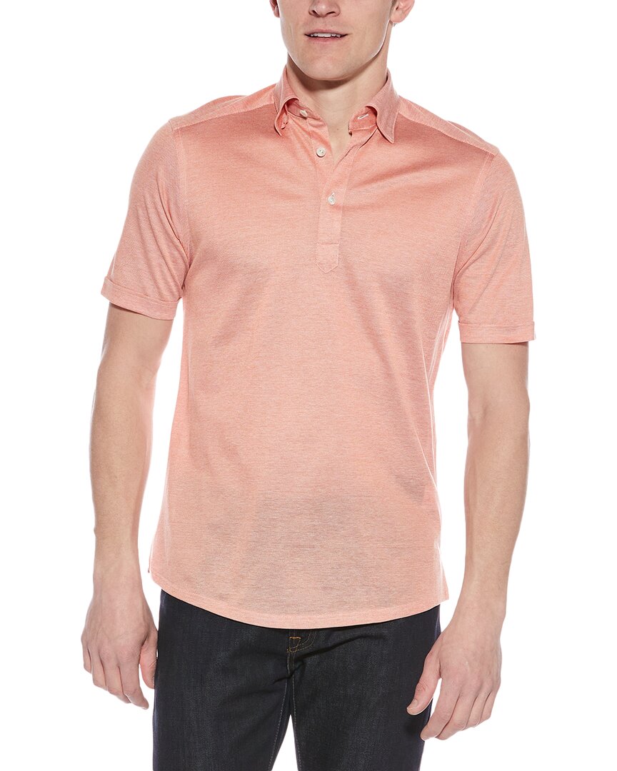 Eton Contemporary Fit Short Sleeve Pique Polo In Orange