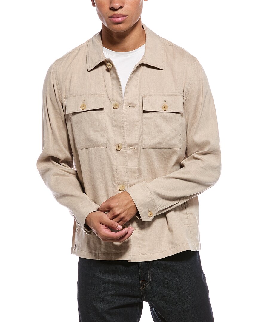 Faherty Movement Flex Linen-blend Shirt Jacket In Natural