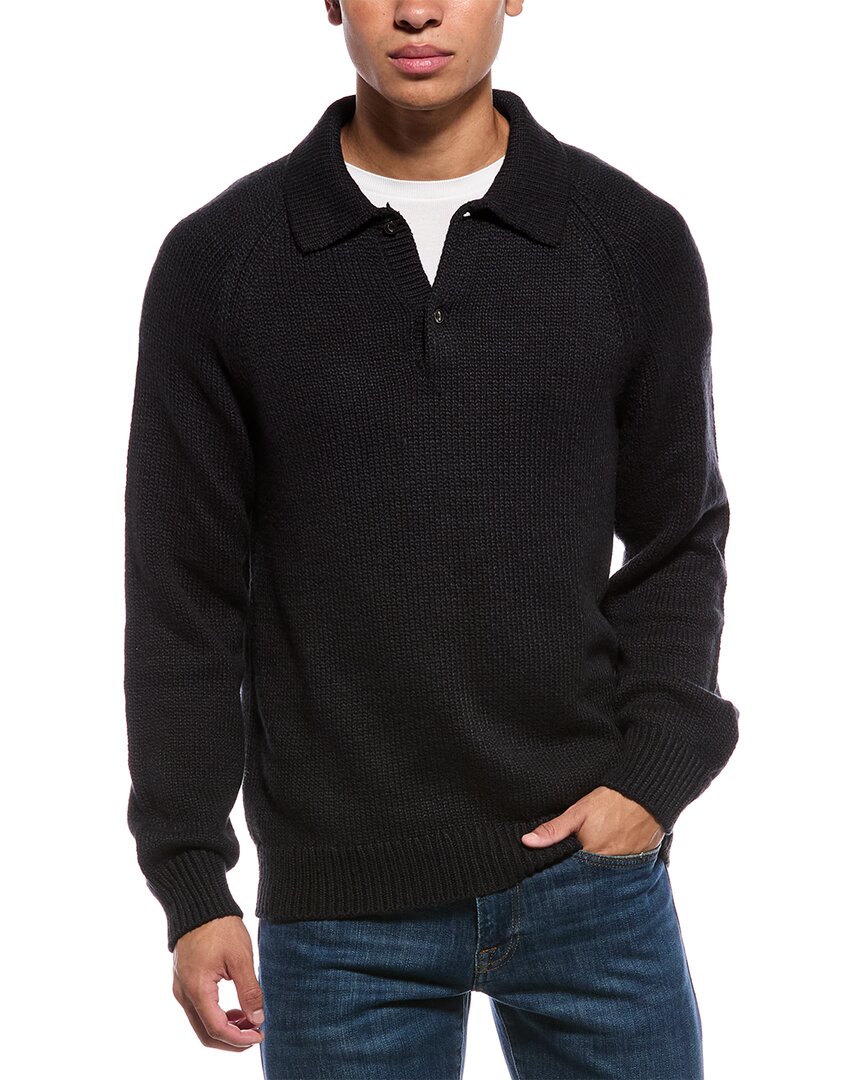 Faherty Heirloom Polo Sweater In Black