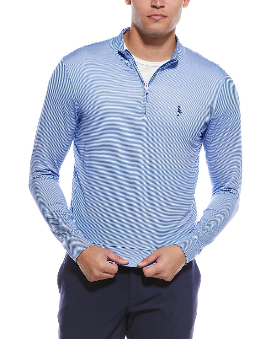 Tailorbyrd Stripes Performance 1/4-zip Pullover In Blue