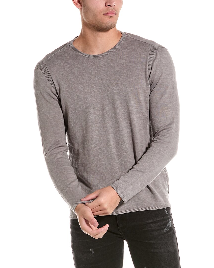 John Varvatos Cotton Slub Pullover Sweater In Grey
