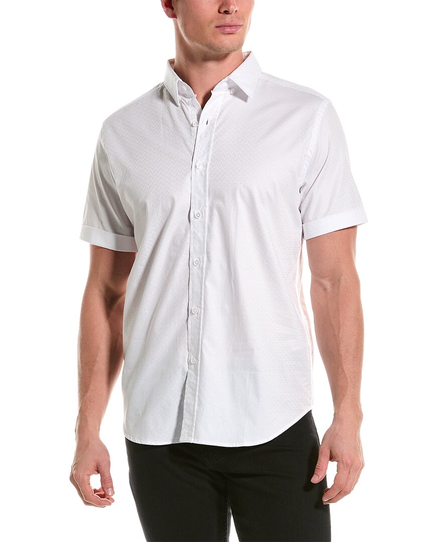Robert Graham Diamond Bar Tailored Fit Woven Shirt In White