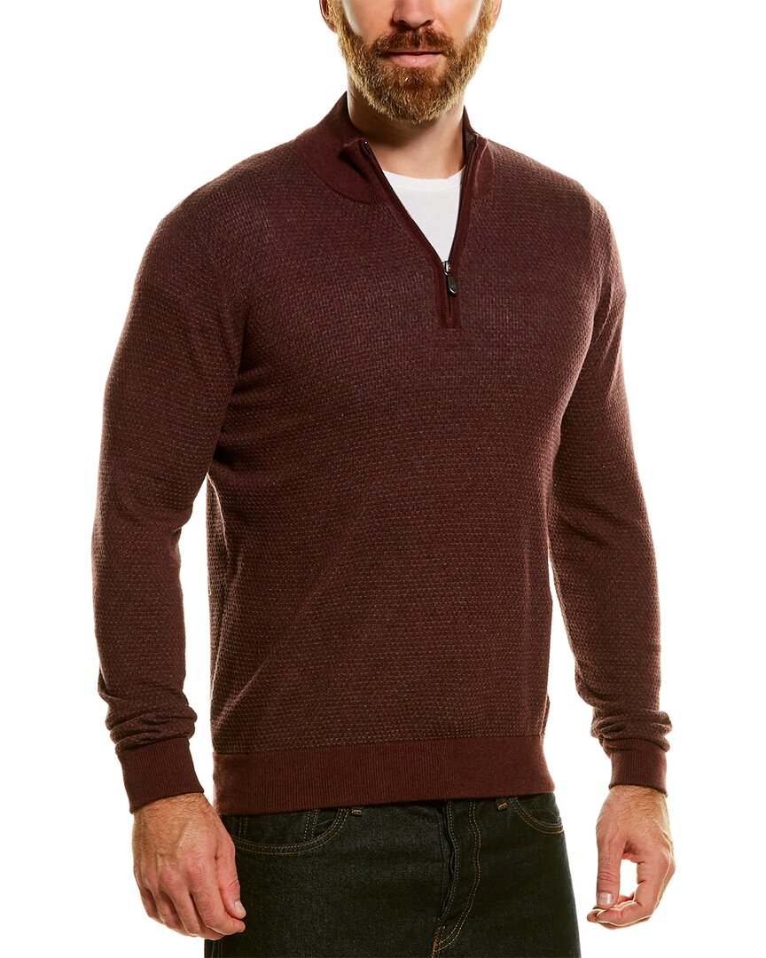 Shop Raffi 1/4-zip Mock Neck Sweater In Red