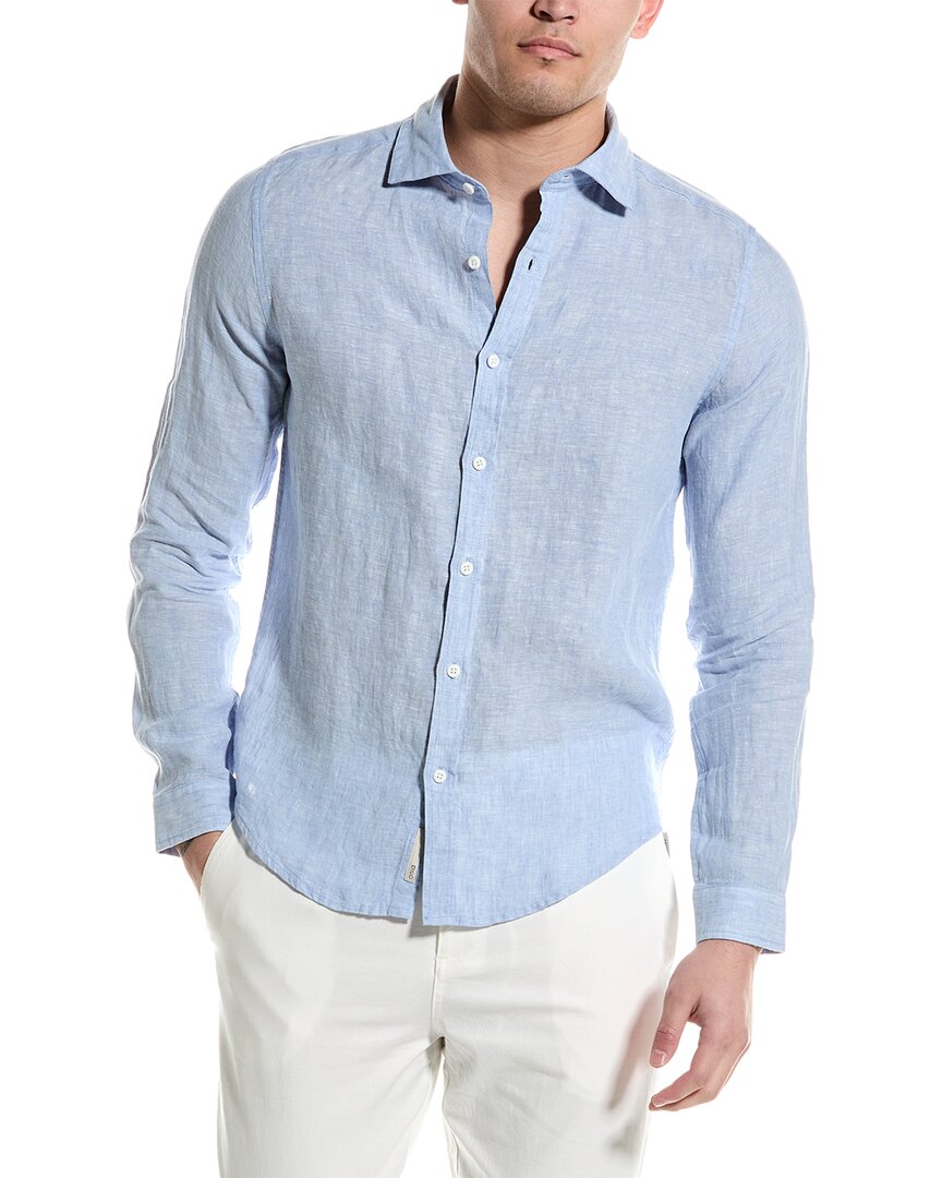 Shop Onia Slim Fit Linen Shirt In Blue