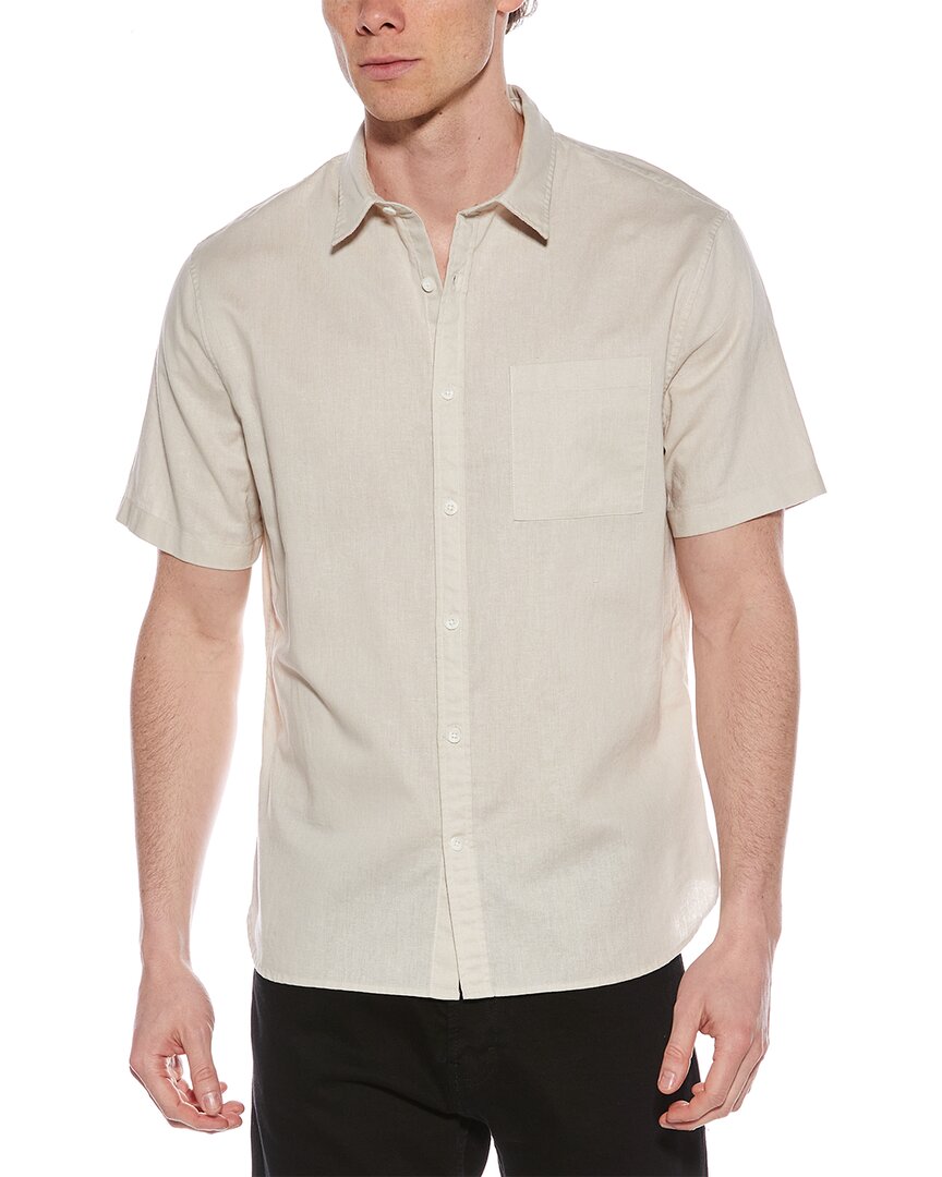Vince Linen-blend Button-down Shirt In Neutral