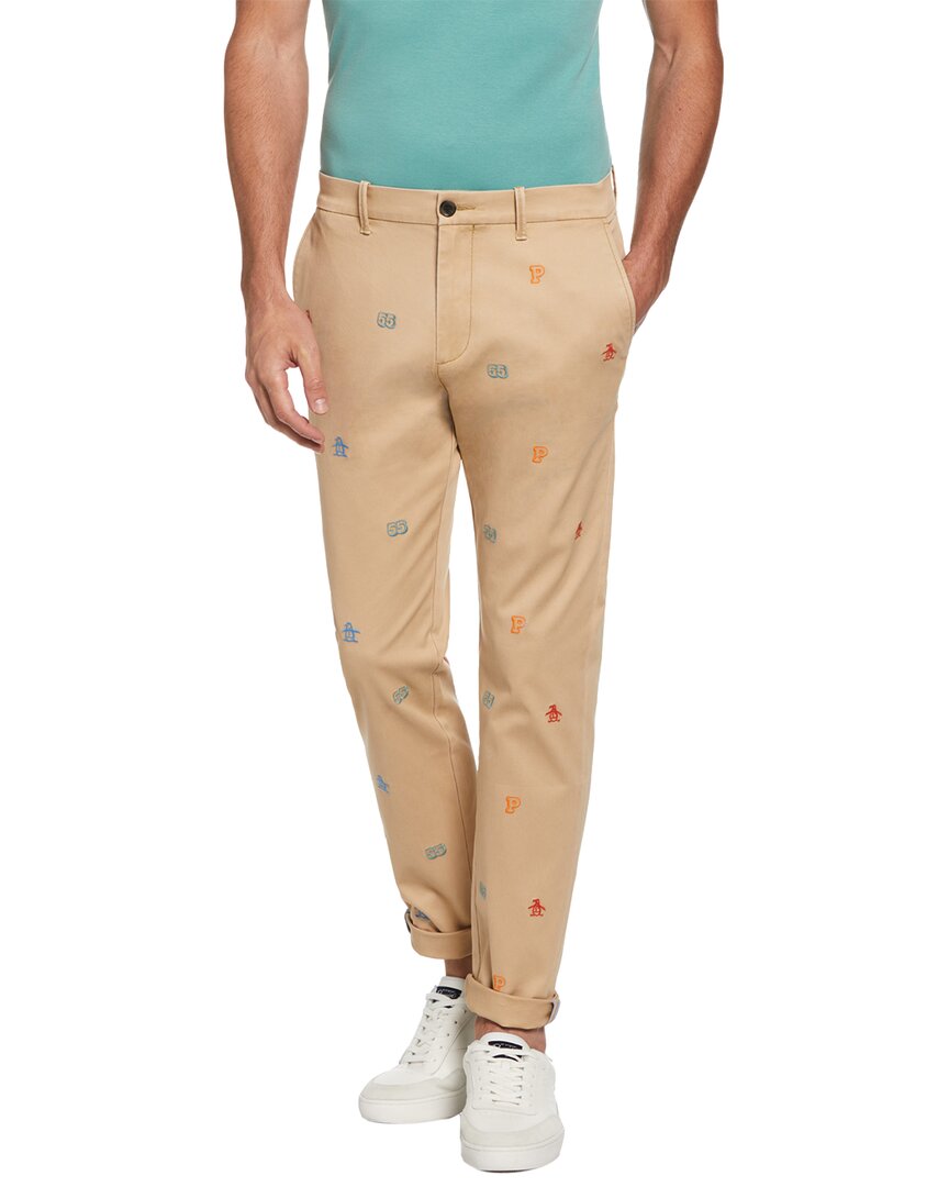 Shop Original Penguin Embroidered Pete Flat Front Chino