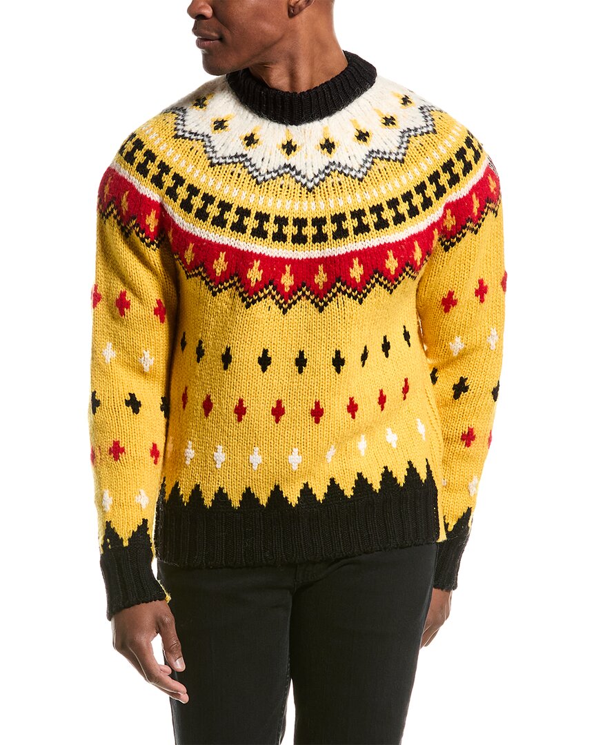 Moncler Fair Isle Sweater In Wool And Alpaca In Yellow
