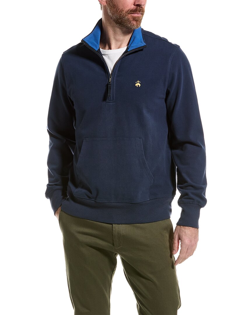 BROOKS BROTHERS BROOKS BROTHERS SUEDED JERSEY 1/2-ZIP PULLOVER