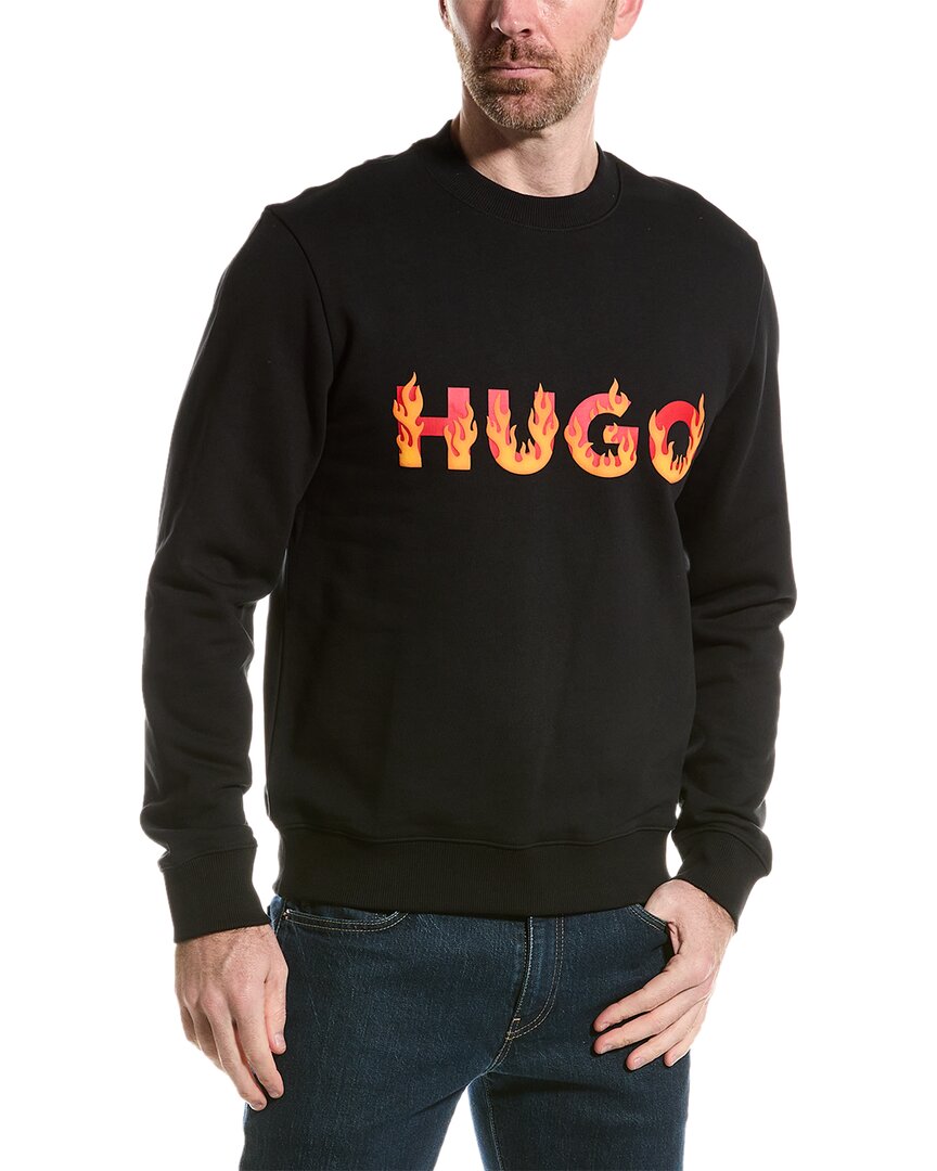 Hugo Boss Cotton-terry Sweatshirt With Puffed Flame Logo In Black