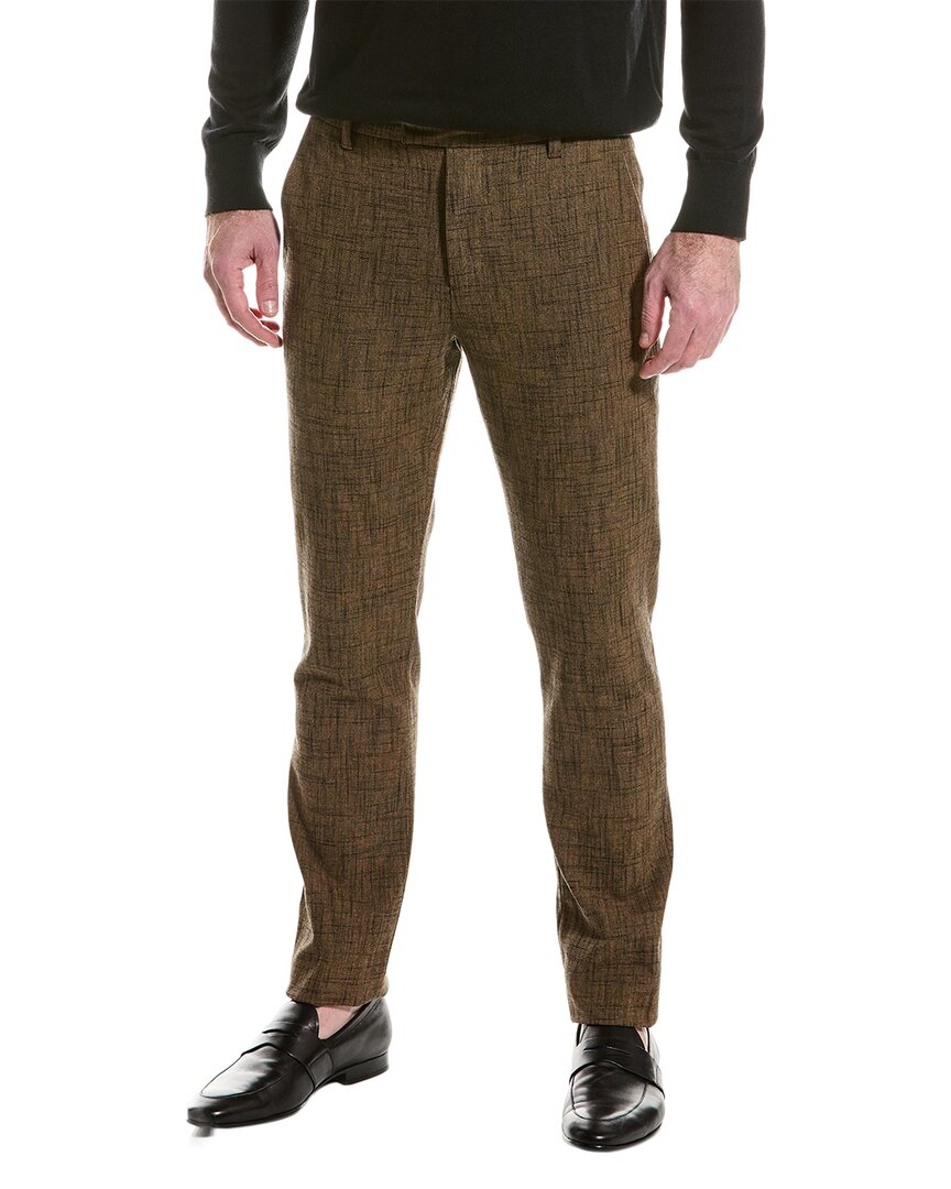 Pre-owned John Varvatos Slim Fit Wool-blend Pant Men's In Brown