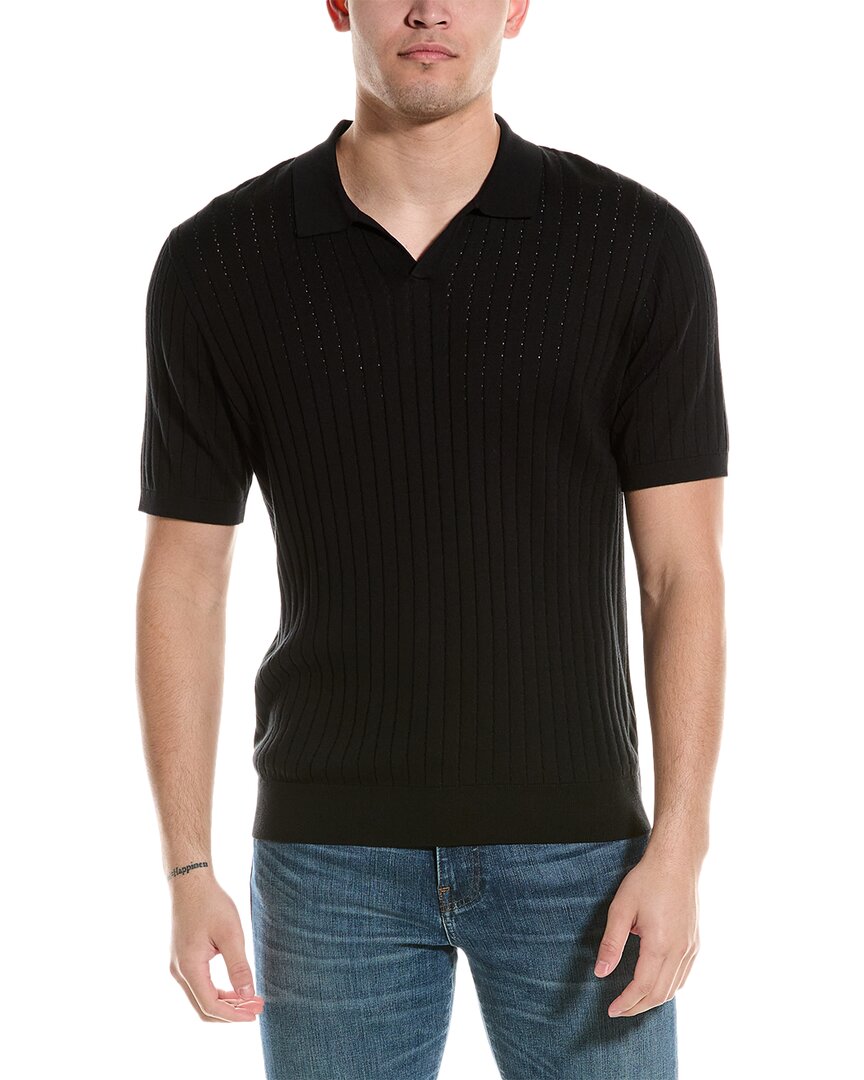 Shop Elie Tahari Collar Polo Sweater In Black