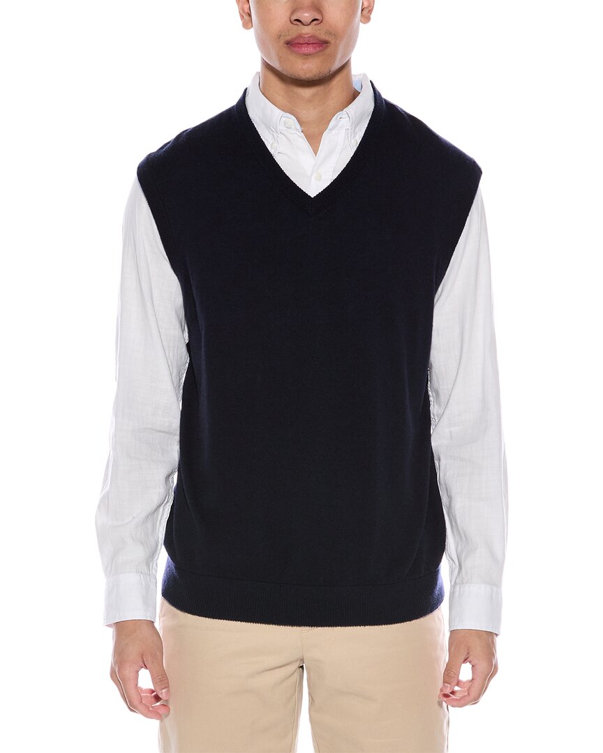 Alashan Douglas Anthony Wool & Cashmere-blend V-neck Sweater Vest In Blue