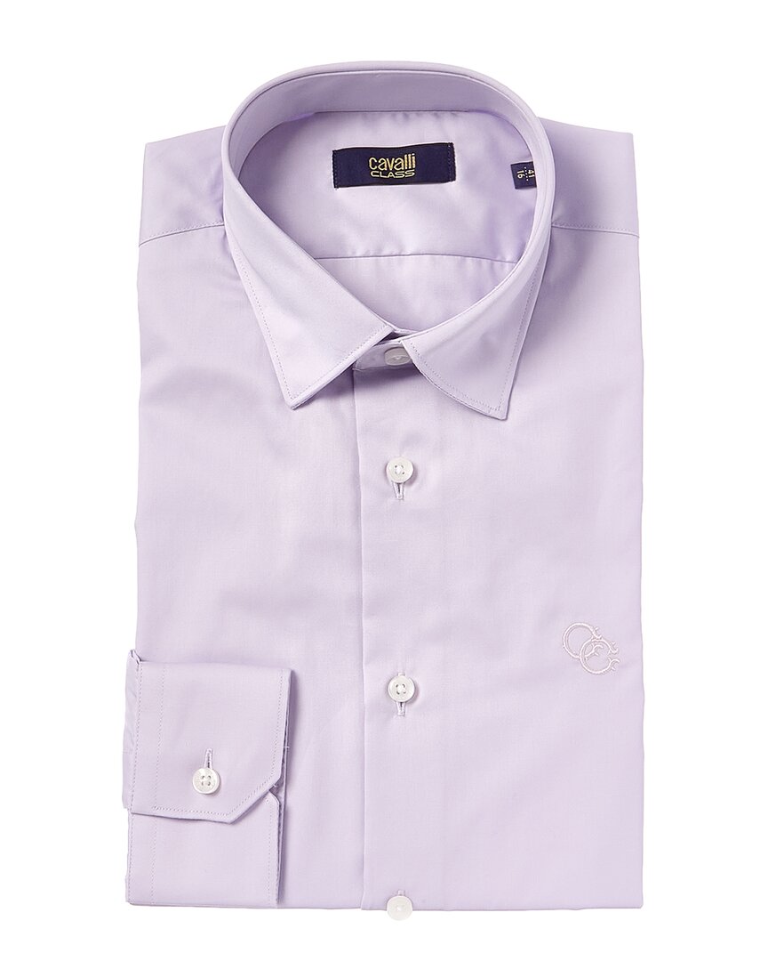 Shop Cavalli Class Slim Fit Dress Shirt In Purple