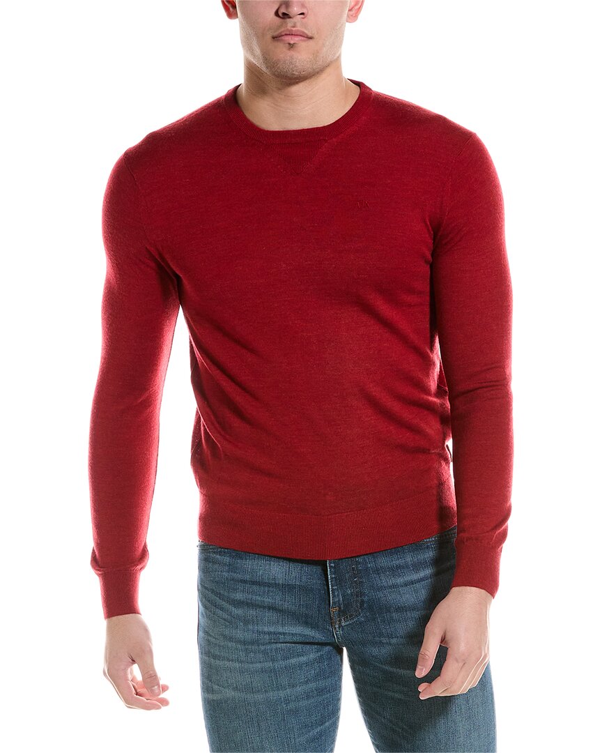 Shop Armani Exchange Wool Crewneck Sweater In Red