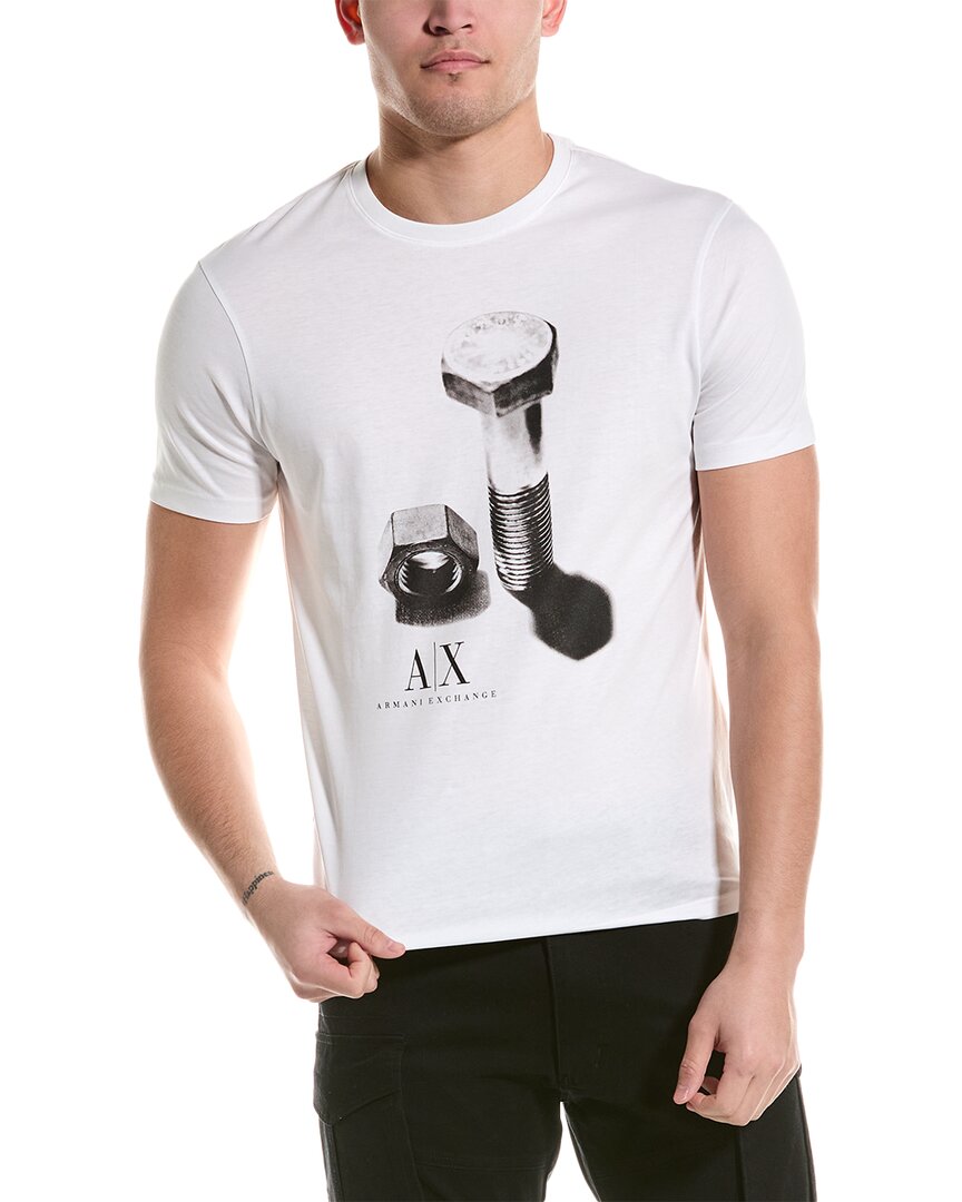 Shop Armani Exchange Graphic Regular Fit T-shirt In White