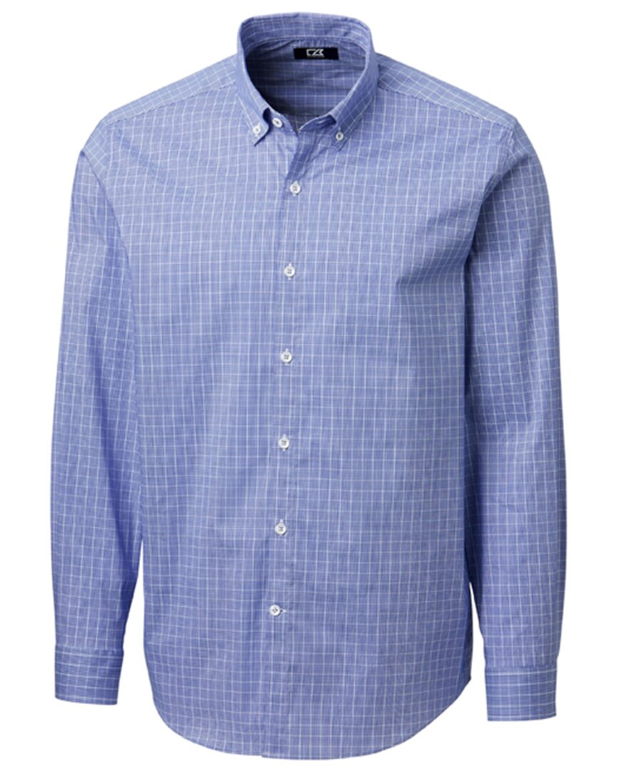 Cutter & Buck Soar Windowpane Check Shirt In Blue