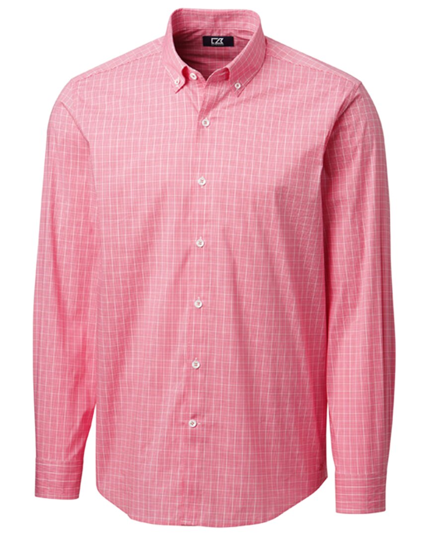 Shop Cutter & Buck Soar Windowpane Check Shirt In Pink