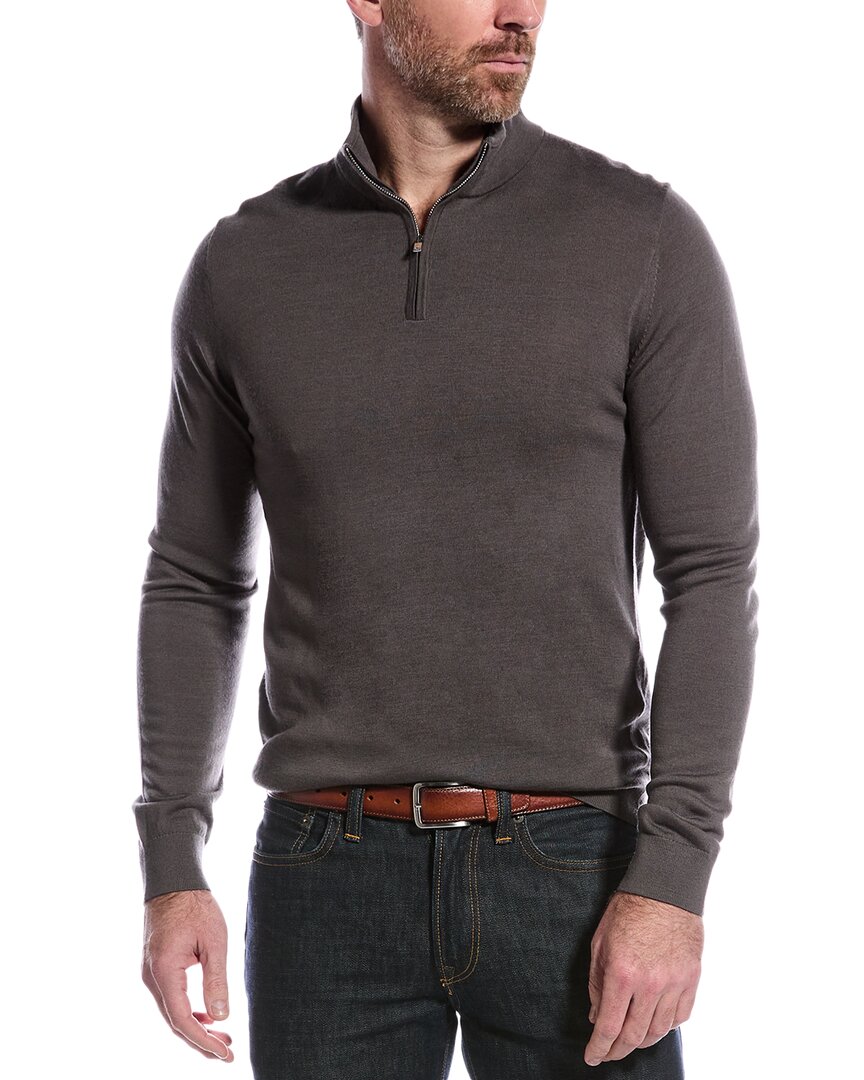 Reiss Blackhall Merino Wool 1/2-zip Funnel Neck Sweater In Brown