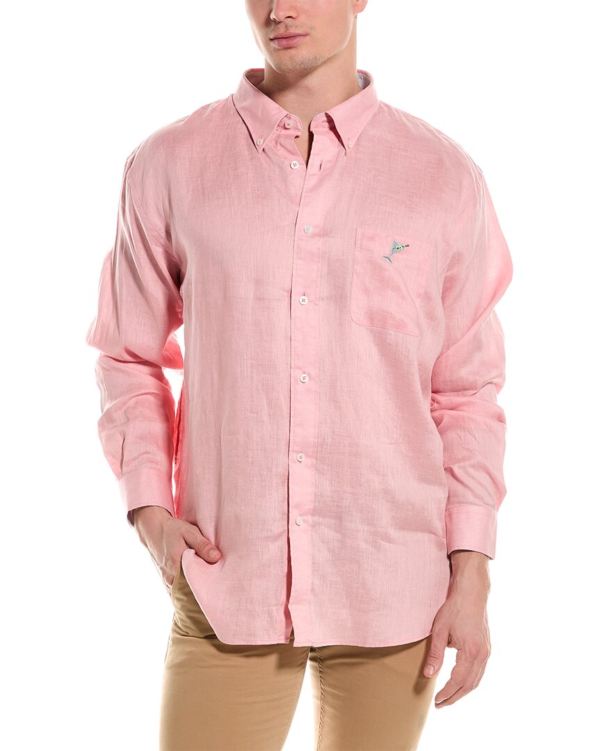 Shop Castaway Chase Linen Shirt In Pink
