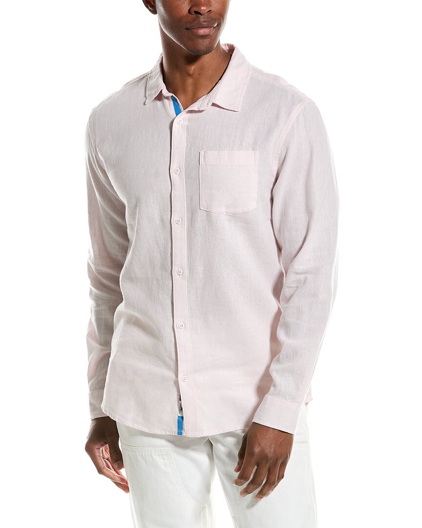 Vintage Summer Linen-blend Shirt In Pink