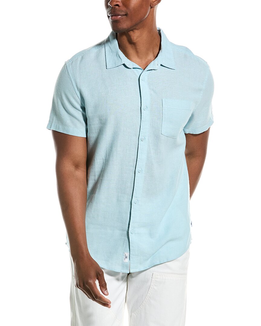 Vintage Summer Linen-blend Shirt In Blue
