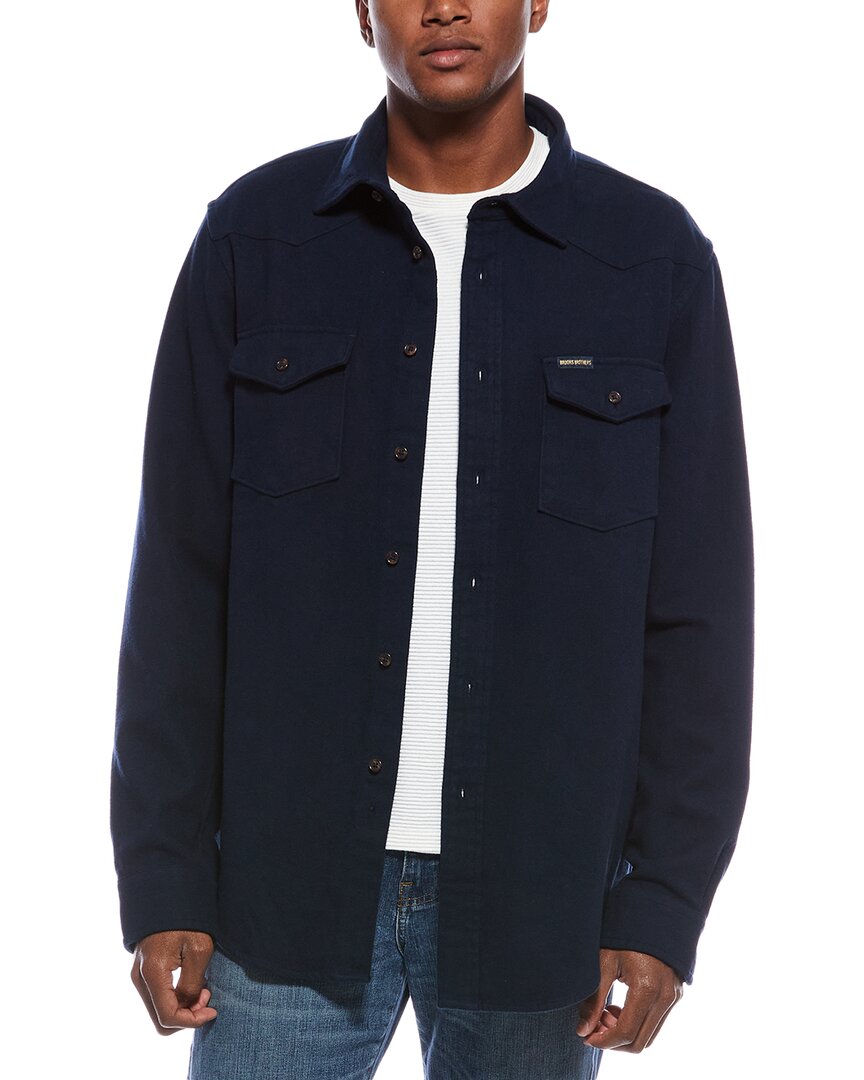 Brooks Brothers Rugged Twill Western Shirt In Blue