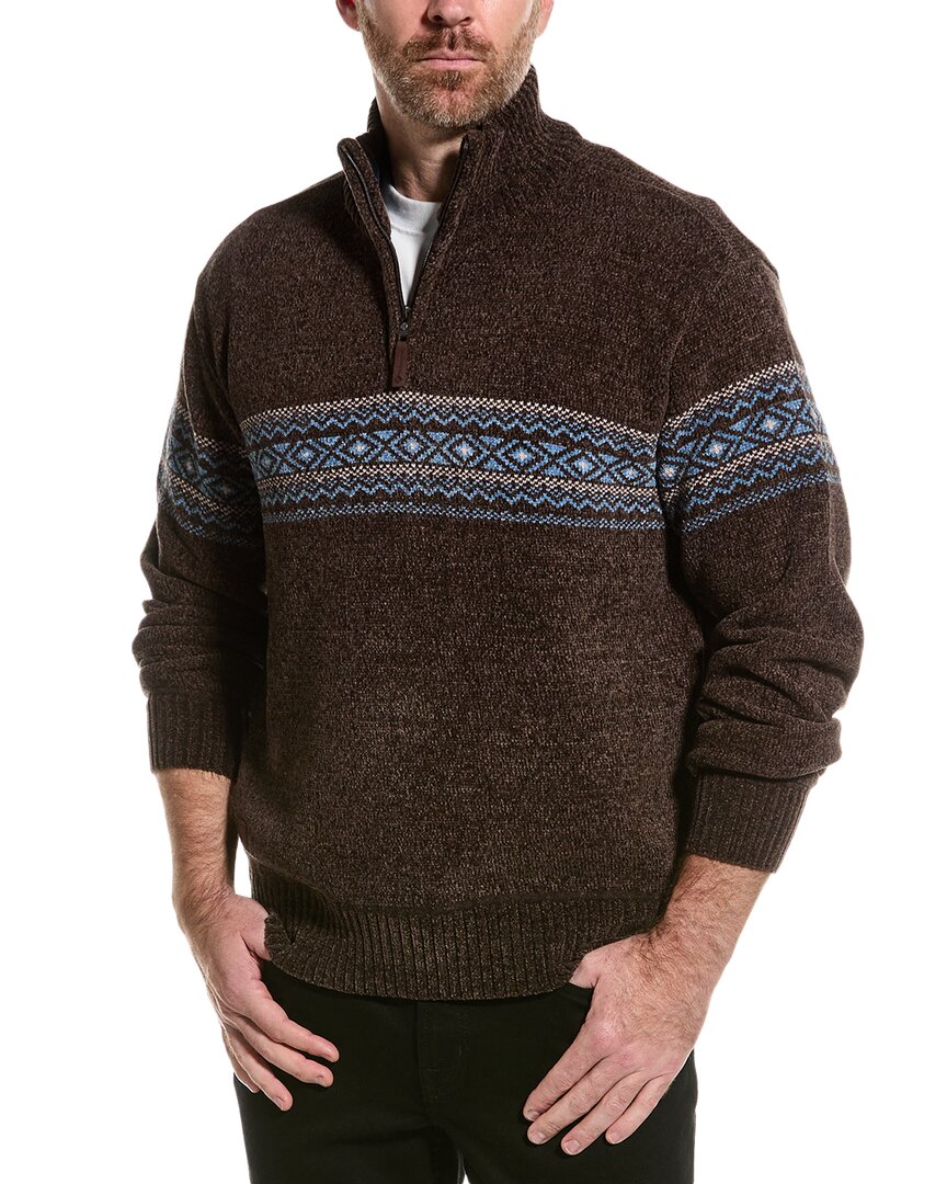 Point Zero Chenille 1/4-zip Mock Neck Sweater In Brown