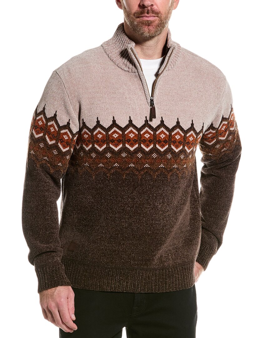 Point Zero Chenille 1/4-zip Mock Neck Sweater In Brown