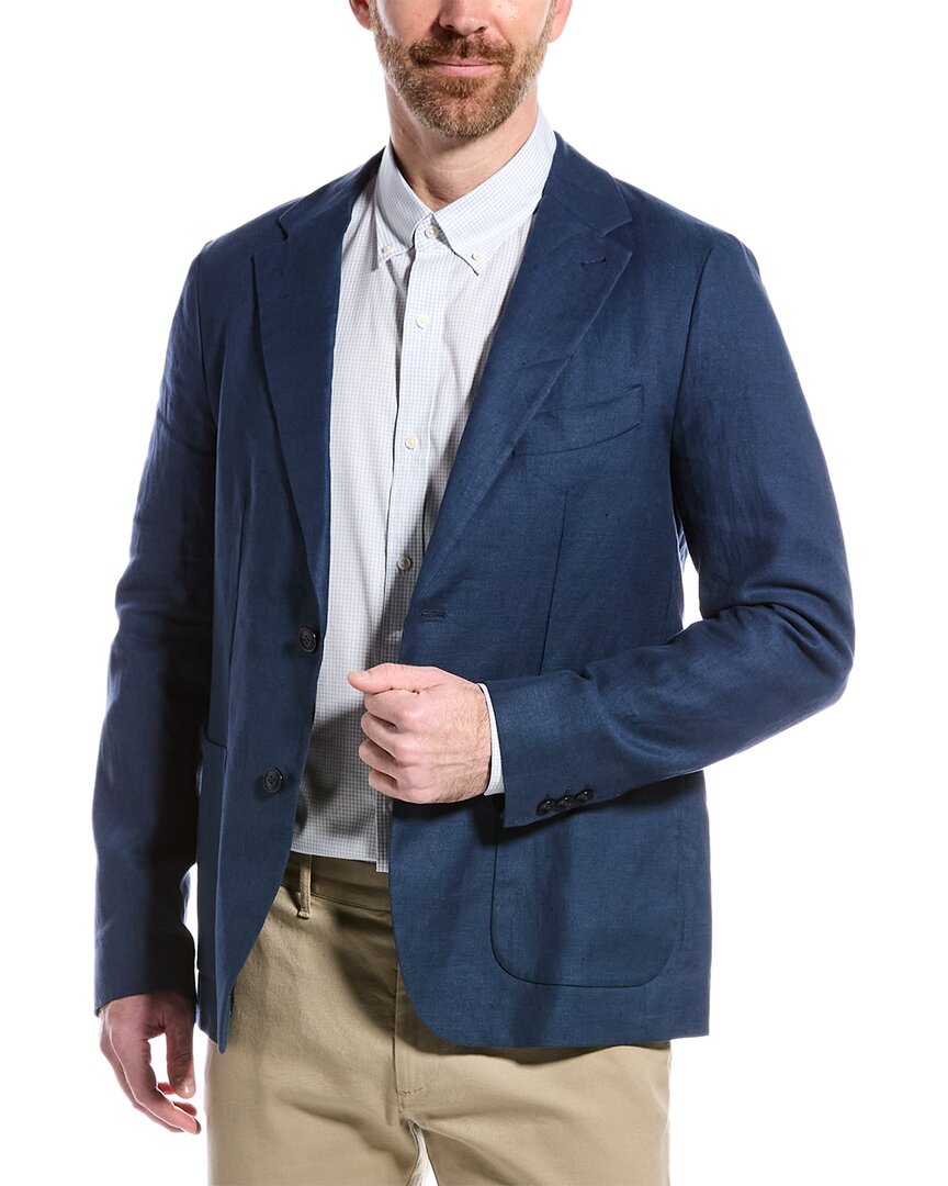 Shop Ted Baker Onich Linen-blend Slim Fit Blazer In Blue