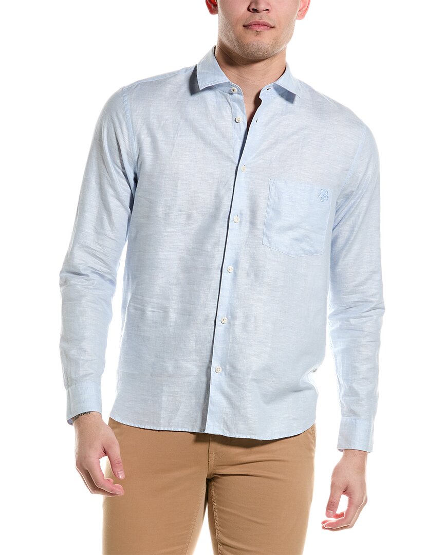 Shop Ted Baker Remark Smart Linen-blend Shirt In Blue
