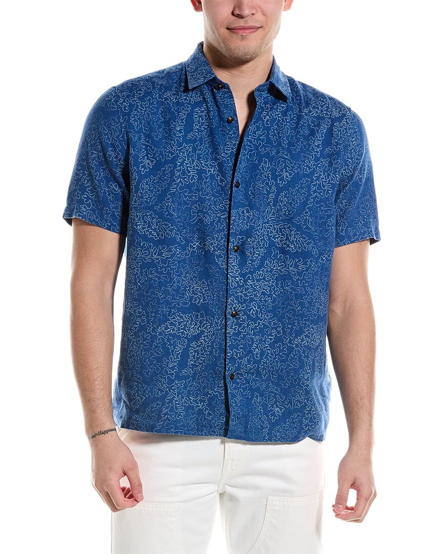 Shop Ted Baker Chapln Linen Shirt In Blue