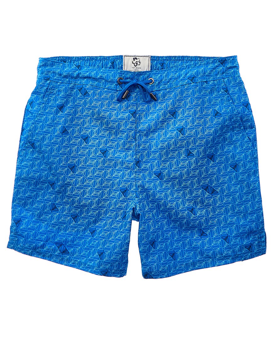 Ted Baker Renshaw Graphic-print Recycled-polyester Swim Shorts In Blue