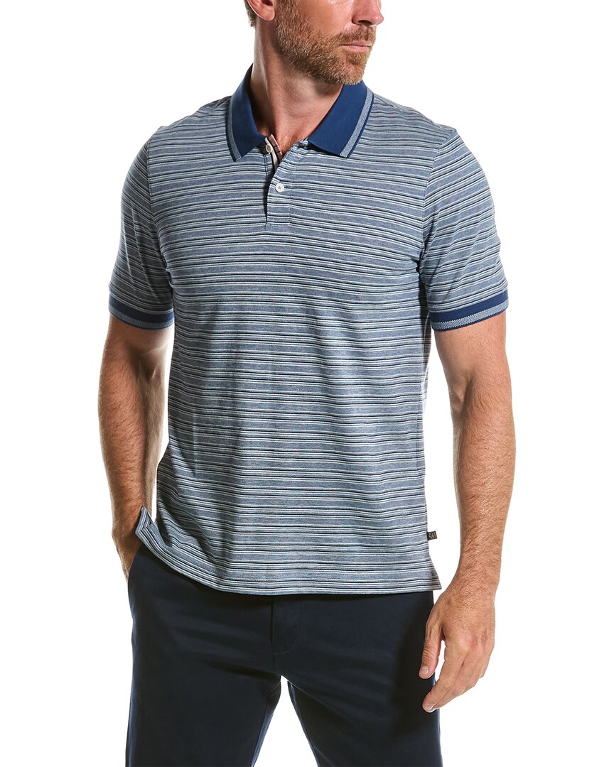 Ted Baker Beakon Slim Fit Striped Polo Shirt In Blue