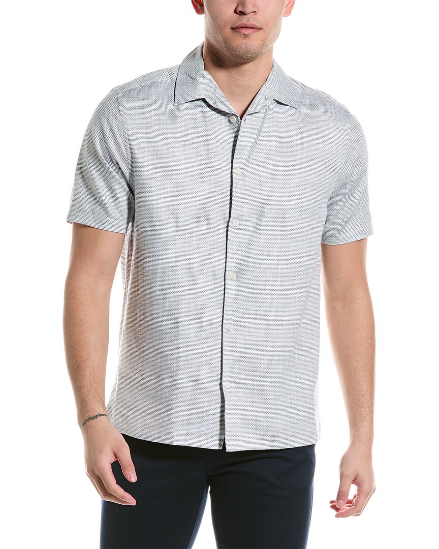 Shop Ted Baker Seamus Regular Fit Linen-blend Shirt In Blue